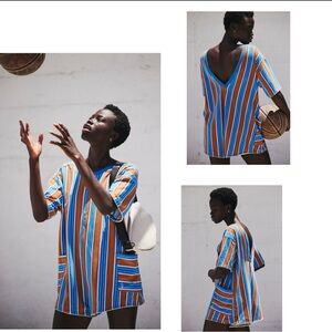 Free People Hot Shot Printed Tee Romper-LARGE NWT